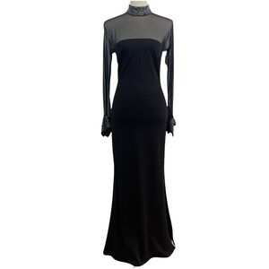 𝅺Nicole Bakti Sexy Form Fitted Sheer Mesh Rhinestones Gown Dress Gothic Fairy